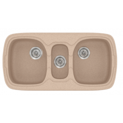 Νεροχύτης Γρανιτένιος Συνθετικός Sanitec Classic 303 (96x51) με 2 Ίσες Γούρνες & 1 βοηθητική Granite Sand